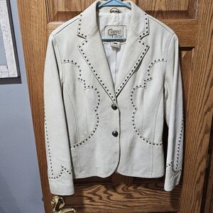 Women's Cream Studded Suede Leather Jacket Cripple Creek Vintage